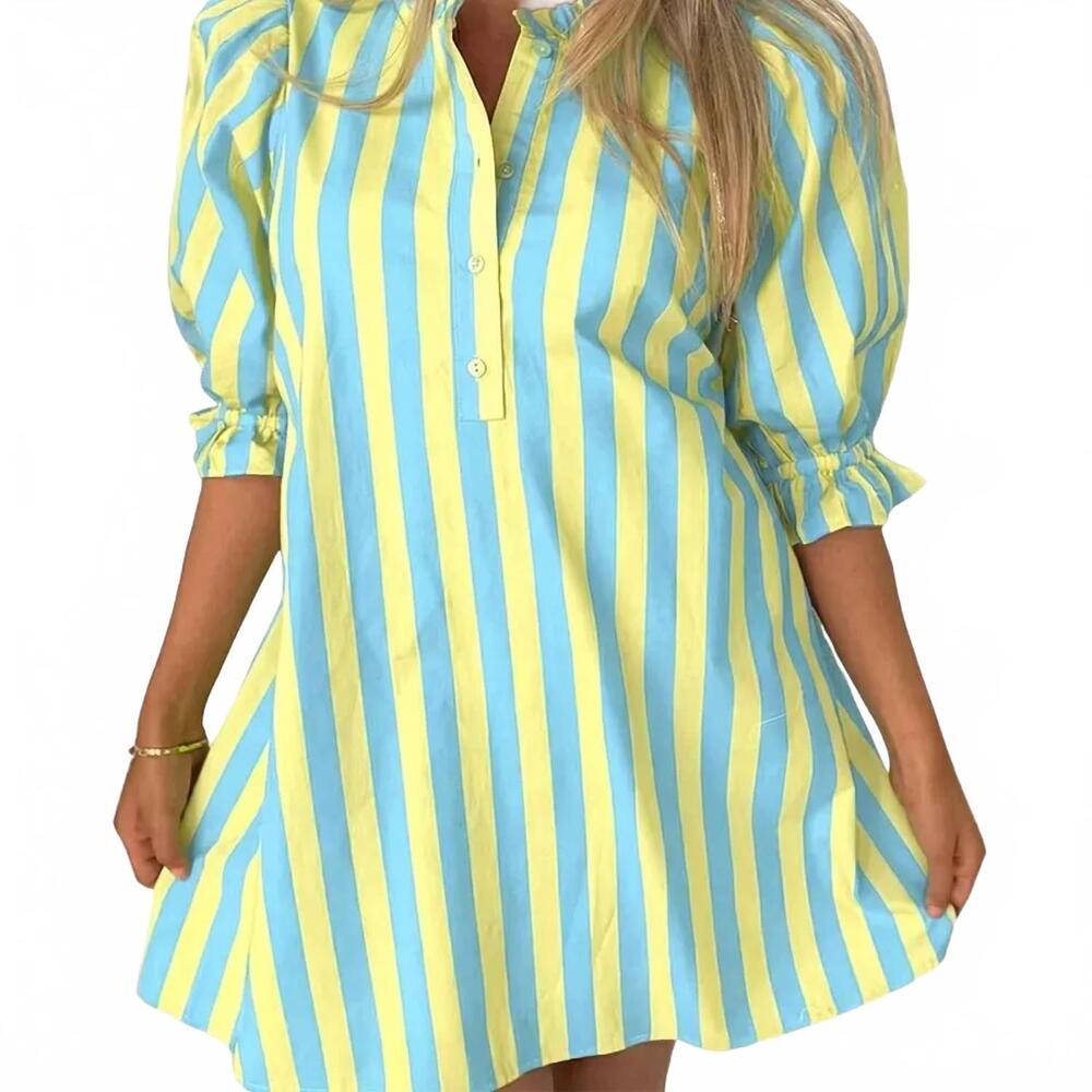 NEW LITTLE DAISY CLOSET little striped dress in blue / yellow